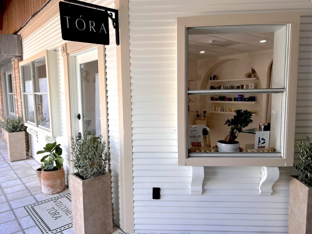 Exterior of TORA, a local spa in Rockport, Texas.