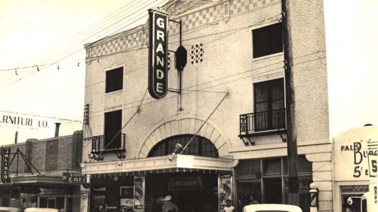 The Grande Theatre on Leopard Street in downtown Corpus Christi, photographed during its early years.