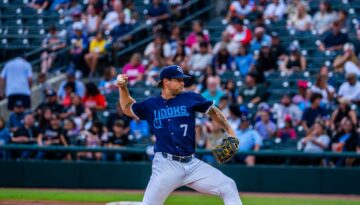 Corpus Christi Hooks 2026 pitcher throwing the ball at Whataburger Field.